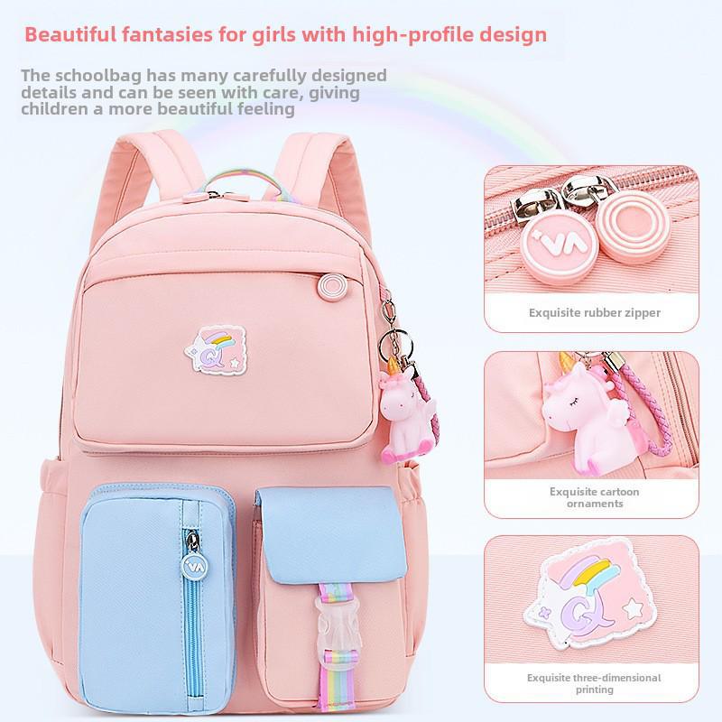 Princess-Inspired Lightweight Schoolbag for Elementary Girls, Grades 1-6, with Back Protection and Load Reduction
