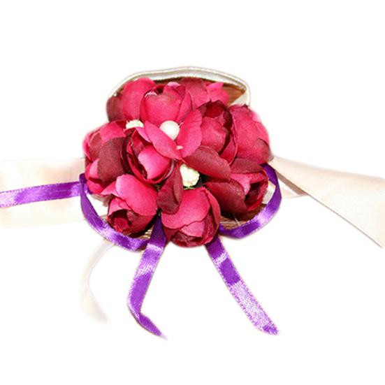 Цветок на запястье Яркий узор Искусственный жемчуг Лента Ткань Милый Свадебный Цветочный Браслет для Свадьбы