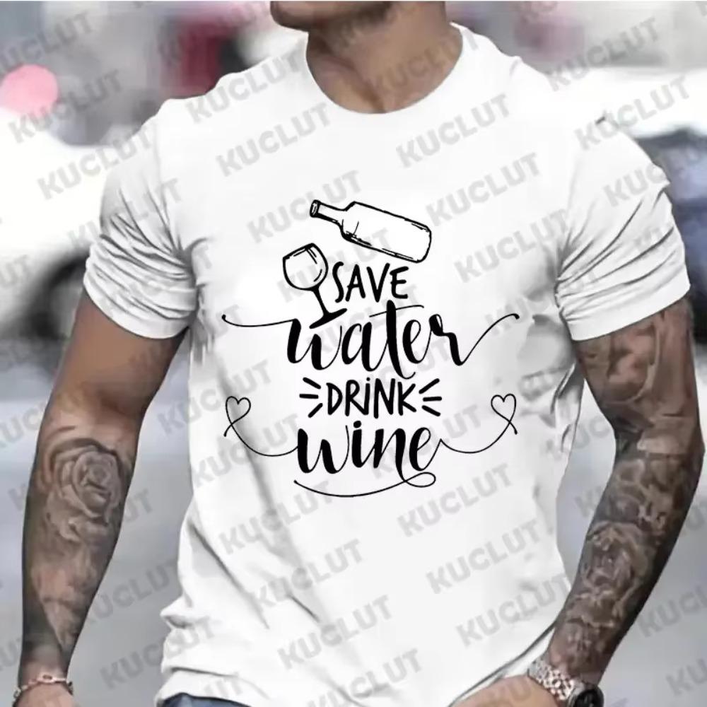 Men Clothing T-shirt Lady Fashion Tops Short Sleeve Men Clothes Summer Female Tee Save Water Drink Wine Graphic Tshirt Beer Tees