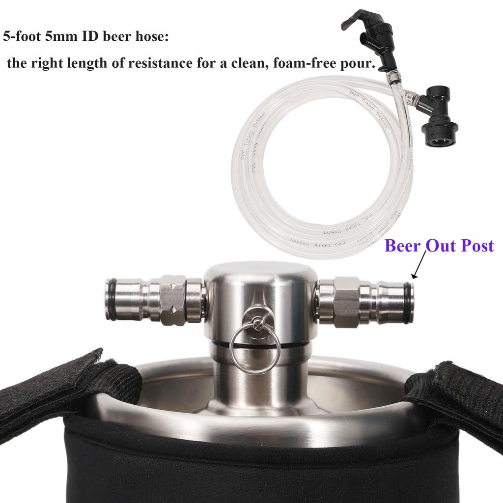 Draft CO2 Party Keg System with Neoprene Jacket & Shoulder Strap 2/4/5L Single Wall Mini keg Co2 Regulator 16gram Thread Bulb