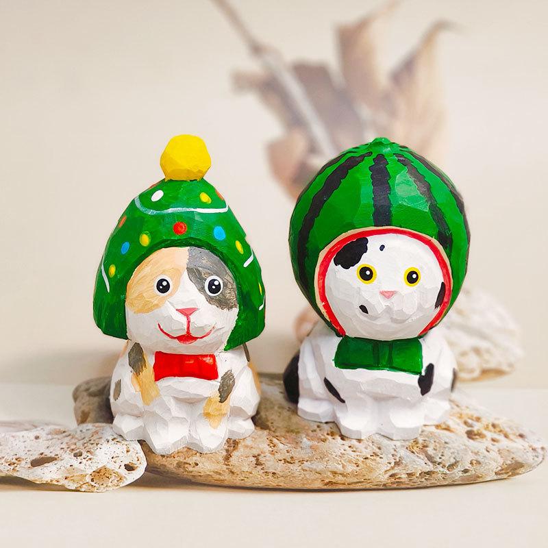 Современная деревянная скульптура кошки DIY Подарок на праздники и Декор стен