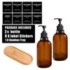 500ml Brown Dish Soap /Shampoo/Hand Wash/ Conditioner Bottle with Label Lotion/Hand Soap Wall Mount Reusable Bottle