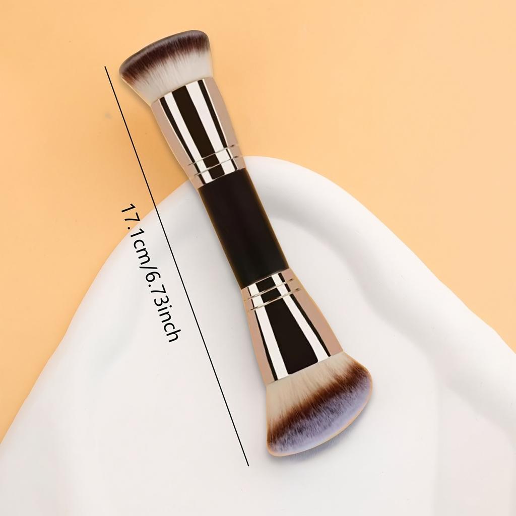 Dual-Ended Makeup Brush for Foundation, BB Cream, and Concealer - Soft Nylon Bristles, ABS Handle, Versatile Beauty Tool for All Skin Types