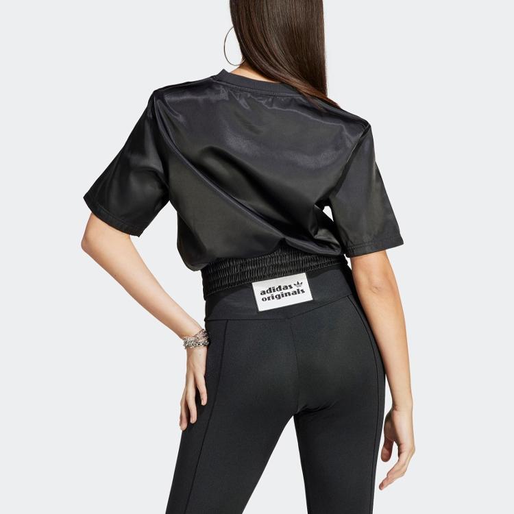 Adidas Укороченная футболка с логотипом Originals Spicy Girls, женские топы, черные IC8540