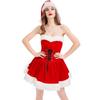 Взрослое женское рождественское новогоднее красное бархатное платье без бретелек, короткое, платье для ролевых игр на Хэллоуин, костюм для косплея