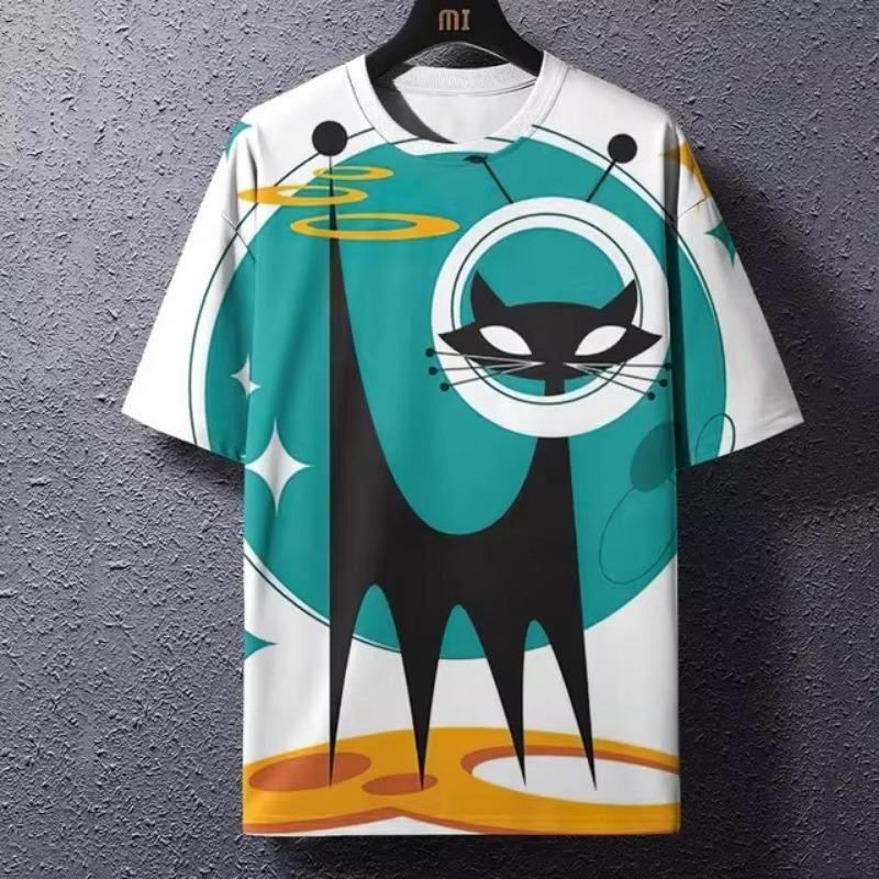 Винтажная футболка Мужская футболка Японская футболка Уличный стиль Лето Круглый вырез Уличная одежда Мода Повседневная рубашка Футболка с 3D-принтом