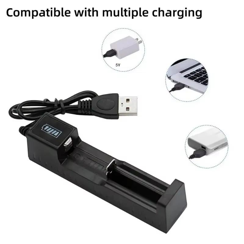 Зарядное устройство для аккумуляторов 18650 1 слот Аккумуляторы USB Универсальная умная быстрая зарядка для 14500 16650 14650 18500 Аксессуары