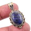 Natural Sodalite Gemstone 925 Solid Sterling Silver Two Tone Pendant 1.50'' u4K53