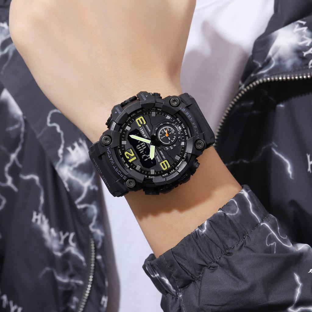 SKMEI 1965 Men Watch Professional 30M Water Resistant Double Display Double Movements GMT Time