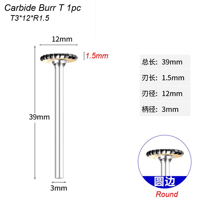 Твердосплавный вращающийся напильник типа T, дуговой резак по металлу, вольфрамовый твердый для алюминия, камня, пластика, резьбы, гравировки для металлообработки Dremel