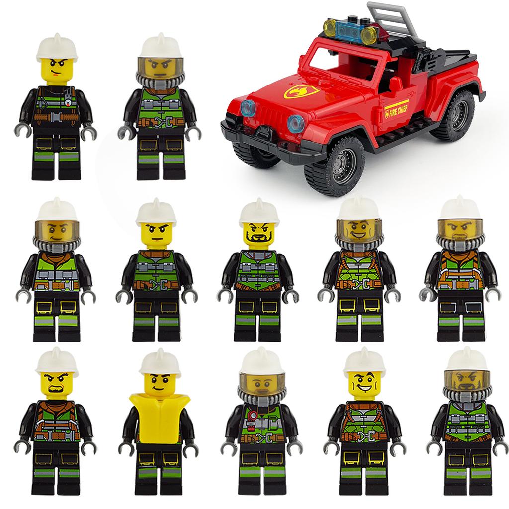 City Series Red Fire Rescue Truck Fire Truck Building Blocks Toy Gift for Children