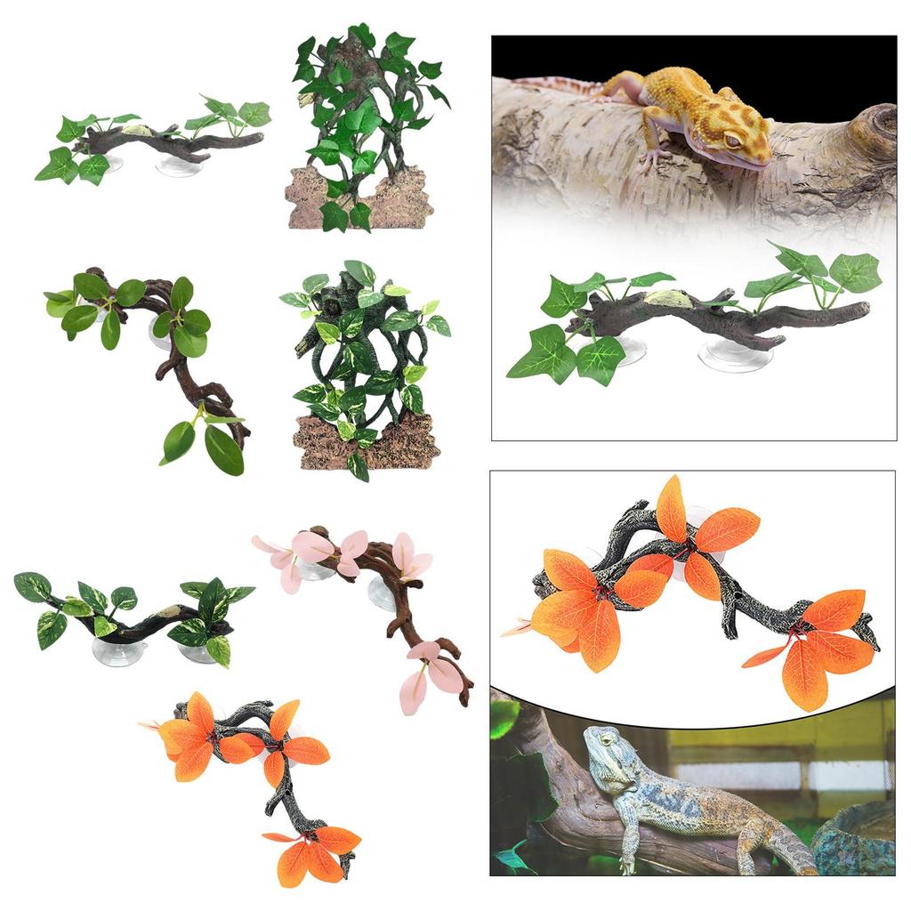 Reptile Corner Branch Decorative Reptiles Plants for Lizard Aquarium Crab