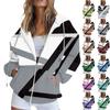 Women's Fashion Casual Printed Sweatshirt Autumn And Winter Long Sleeve Pocket Cardigan Jacket Zipper Hoodie Coat