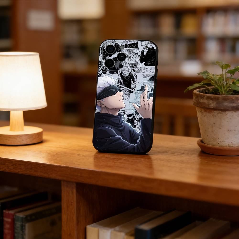 Чехол для телефона Сатору Годжо для iPhone 17,16,15,14,13,12,11 Plus,Pro Max,XS, Мягкий силиконовый черный чехол