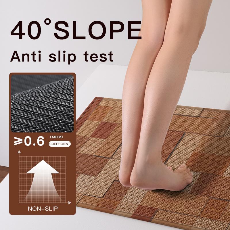 Organic Linen Bath Mat & Bathroom Rug, Shower Doormat with Non-Slip Rubber Backing, Quick Absorb Eco-Friendly for Bathroom