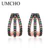 Fashion 925 Sterling Silver Round Mini Earrings Set Half Hoop Colorful Zircon Ladies Luxury Jewelry Hoop Earrings