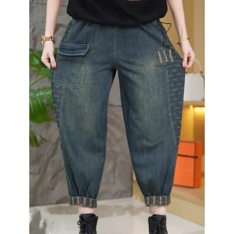 Джинсовые брюки харен для женщин весна и осень с высокой посадкой и оверсайз свободные джинсы