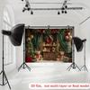 2D flat, 1pc festive Christmas teddy bear background banner, polyester wall decoration with golden tones, indoor/outdoor party