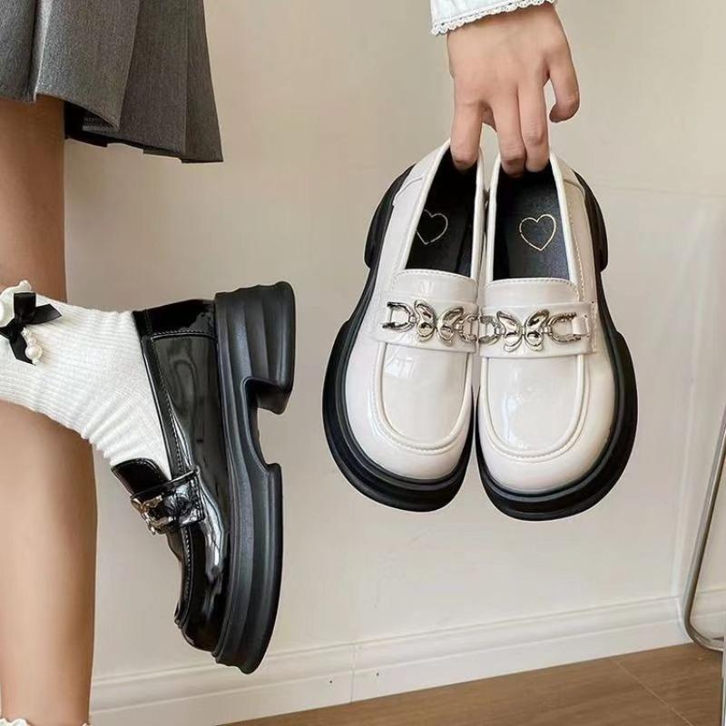 Новая Мода Женские Академические Лоферы Слипоны Круглый Носок Однотонные Удобные Балетки на Осень Юбки Лолиты Повседневные