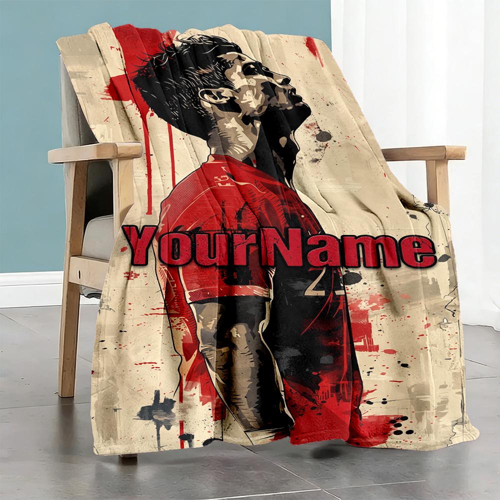Cristiano Ronaldo Personalized Text Blanket Lightweight Personalized Blanket Warmthful Decor Suitable for Bedding Home Decor Picnics Nap