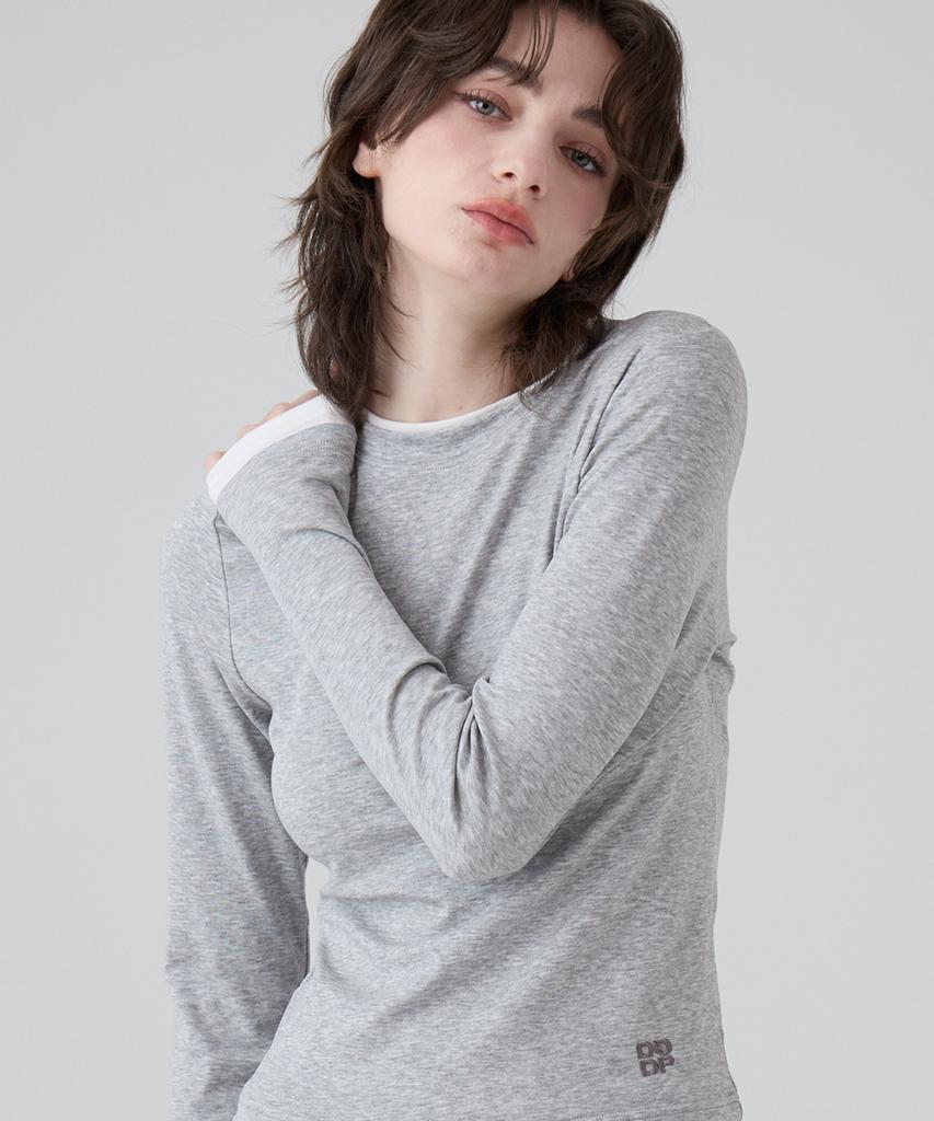 DANGLEDROP Dgdp Layered Basic Long Sleeve_Melange Grey