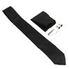 Men Gift Tie Set Silky Necktie Tie Clip Soft Lightweight Pocket Square Cufflink Set 8cm Width for