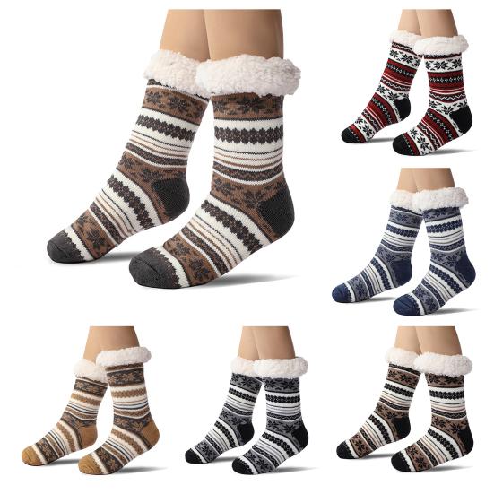 Ультратолстые кашемировые носки-тапочки, зимние теплые пушистые домашние носки с нескользящими силиконовыми вставками для женщин