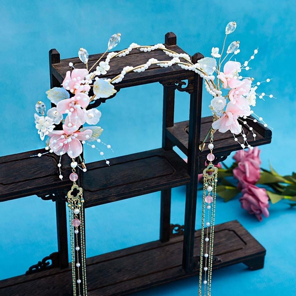 Crystal Hanfu Tassel Hair Hoop Beads Swaying Fairy Headwear Chinese Ancient Hairband  Betrothal