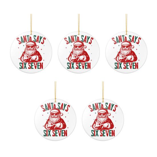 Санта говорит Шесть Семь Украшение Акриловый Декор Рождественской Елки с Уникальной Фразой Праздничное Подвесное Украшение