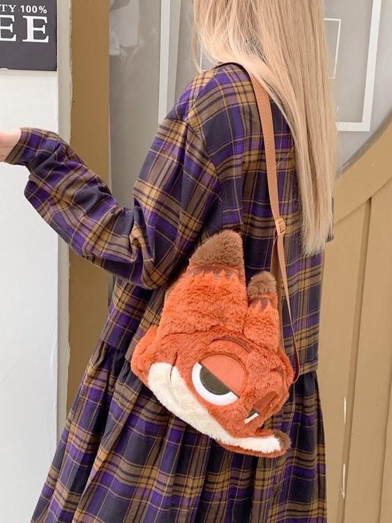 Zootopia Nick Cartoon Plush Crossbody Bag With Padded Strap For Women And Men