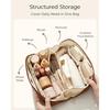 BAGSMART cosmetic pouch makeup large capacity PU full open brush storage travel bag waterproof