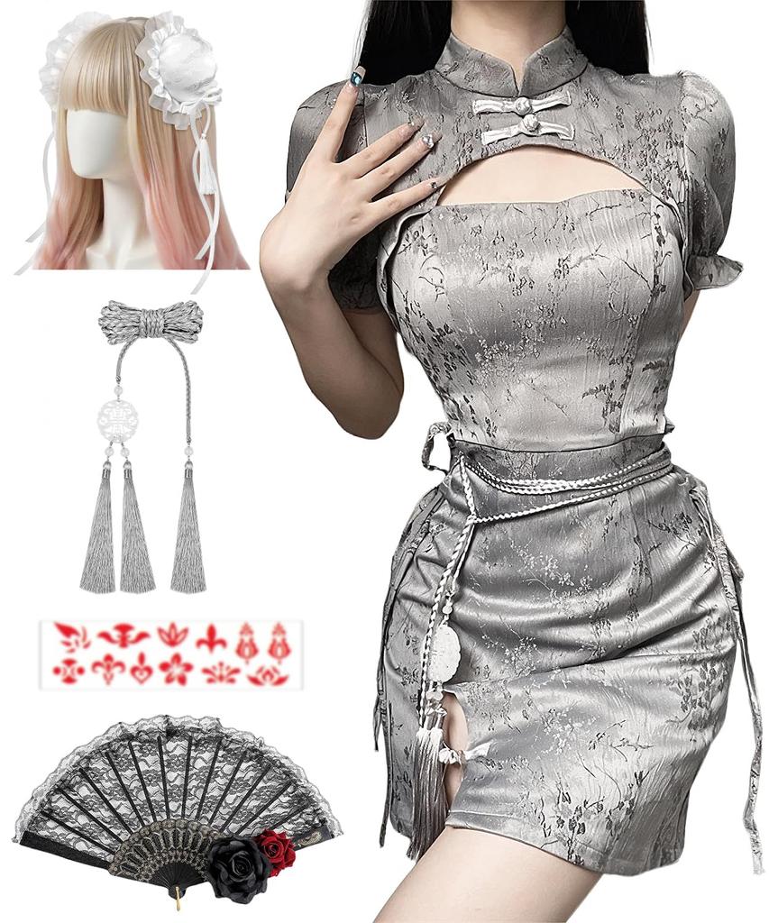 JIURUN Китайская булочка горничная Хэллоуин Готическая Лолита Лолита Милый Китайский Китайский стиль Размер Платье, Косплей, Накидка, Наряд, Косплей, Цельный наряд,