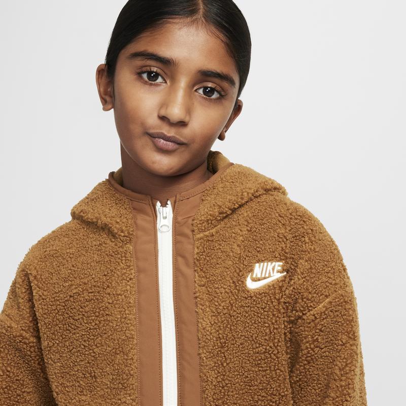 Nike Куртка Club Casual с капюшоном, удобная, модная, светло-коричневая, детские куртки HQ4882-281