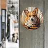 2d Flat 20*20cm Corgi Themed Wooden Spring Wreath Sign, Perfect for Bedroom Decor, Valentine's Day Gift, for Home, Kitchen, Garden, Bedroom, Bar Decor