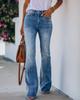 All-match Slim Mid-waist Washed Micro Denim Trousers for Women