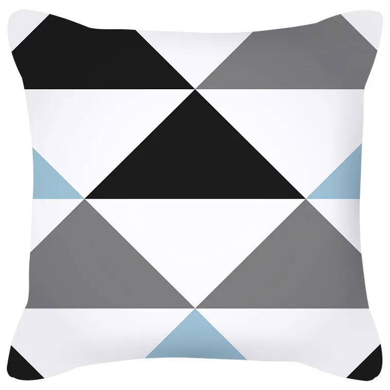 Чехол для подушки с геометрическим узором, сине-серая подушка, обитый диван, домашний декор