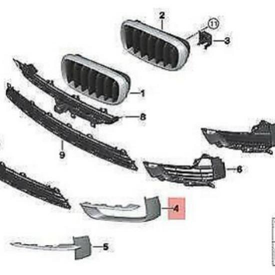 BMW X5 E70 Fog Light Wind Deflector Trim - Left & Right (51117308043, 51117308044)