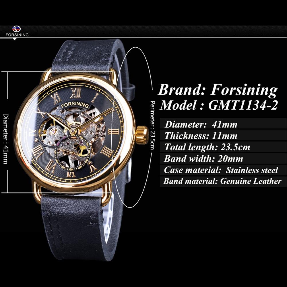Новые мужские часы Forsinging, повседневные полые мужские автоматические механические часы с римским циферблатом, полуавтоматические светящиеся водонепроницаемые