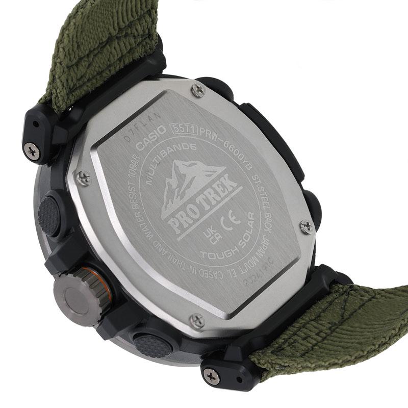 Casio Серия PRO TREK - Дисковый двойной дисплей Наручные часы для альпинизма и активного отдыха с питанием от солнечной энергии Многофункциональные Ударопрочные и водонепроницаемые PRW-6600YB-3PR