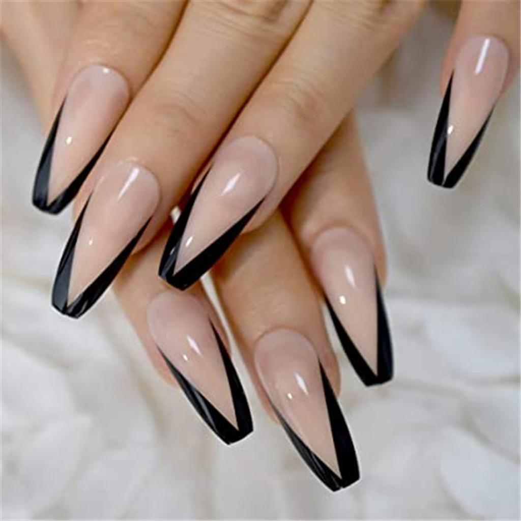 24 Pieces False Nails Glossy Coffin Long Fake Nails Set DIY  Manicure5ml