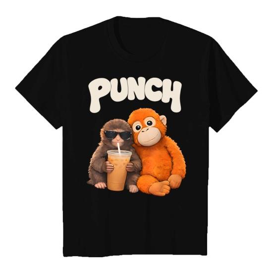 Футболка Monkey Punch с коротким рукавом Повседневная футболка Милый круглый вырез Футболка с рисунком обезьяны орангутана