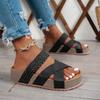 Fashion Summer Women Sandals Sexy Open Toe Broad Band Crossover Slip-On Thick Platform Shoes Casual Flat Slippers Big Size 43