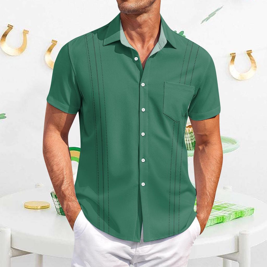 Men's Casual Short-sleeved Shirt Slim Fit Stylish Men's Hawaiian Print