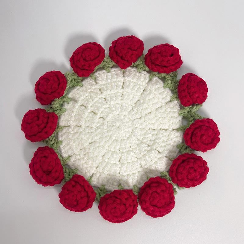 Готовый продукт новый милый стиль инс маленький цветочный подстаканник подставка под тарелку теплоизоляционная подставка ручная работа шерсть вязание крючком