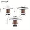 WIKHOSTAR Rust-proof Steel Cake Tray Wooden Base Fruit Display Plate Dessert Plate Dining Table Home Decoration Ornaments