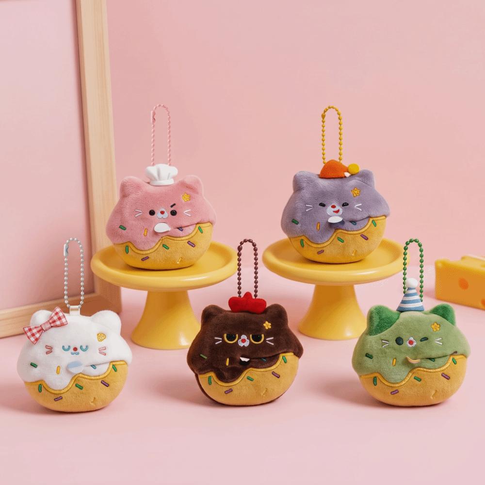 Little Cat Donut Cat Plush Keychain Soft Plush Decorative Charm Plush Doll Keychain  Bestie Gift