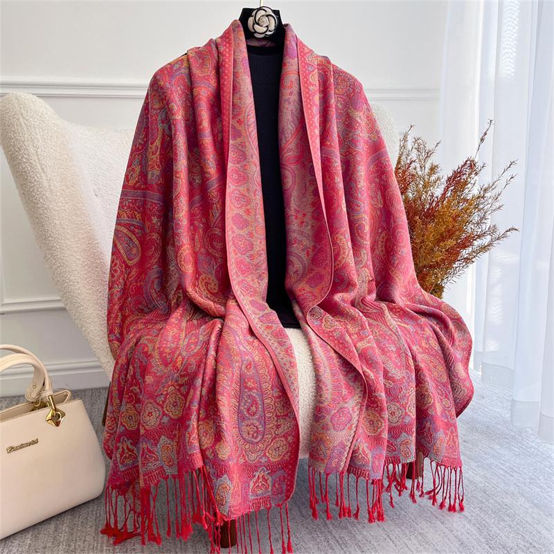 Autumn Bohemian Ethnic Paisley Cashmere Shawls Scarf for Women Warm Jacquard Pashmina Scarves Print Design Lady Foulard Stoles