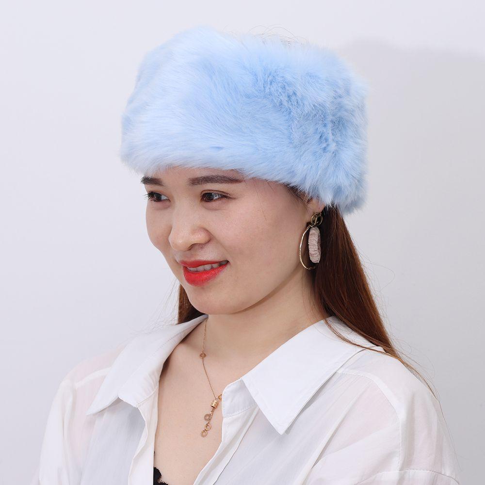 Warm Snow Earwarmer Girl Fur Faux Women Winter Hats Fluffy Russian Caps Faux Fur Headband