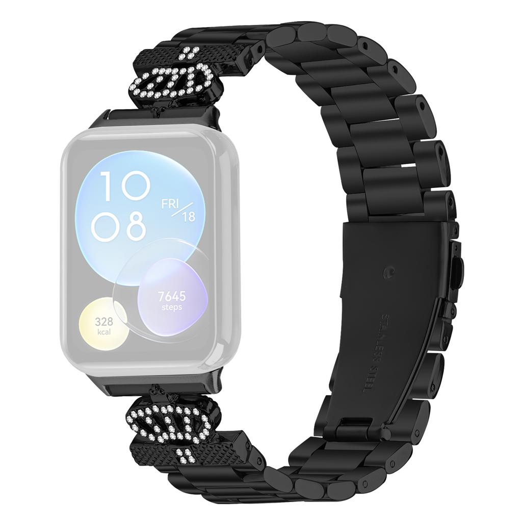 Stainless Steel Strap for Xiaomi Redmi Watch 4 Crown Shape Rhinestone Decor Watch Band