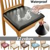 Waterproof PU Leather Seat Covers for Dining Chairs Stretch Dining Room Chair Seat Covers Kitchen Chair Seat Covers Protectors